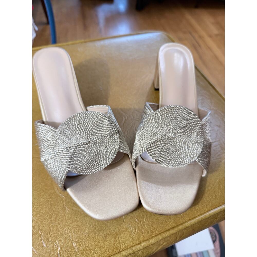 Neutral Woven Block Heel Slide Sandals | Coastal Chic NWOB